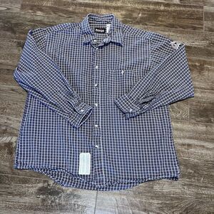 Bulwark FR Shirt Men's Large Purple Plaid Button Up Flame Resistant Workwear